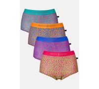 British Boxers Women's Pack of Four "Wild Cat" Hipster Boxer Briefs | Size: 10 British Boxers Multicolor 10