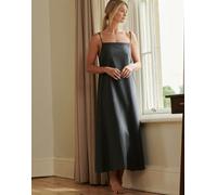 British Boxers Women's Twill Cotton Strappy Nightdress - Slate - PETITE
