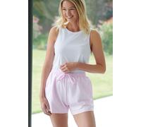 British Boxers Women's "Westwood Pink" Stripe Brushed Cotton Sleep Shorts in Baby Pink | Size: Medium British Boxers Baby Pink M