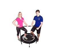 British Brand MaXimus PRO Folding Rebounder Fitness Trampoline | Voted #1 Indoor Mini Exercise Trampoline For Adults With Handlebar | Storage Bag, Resistance Bands, Free Awesome ONLINE & DVD Workouts!