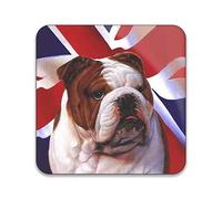 British Bull Dog On Union Jack Flag - Pack of 10 Square Stickers - 55mm x 55mm