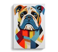 British Bulldog Abstract Vol.1 Canvas Print | Gallery Wrapped 30mm Frame Wall Art | 30x20 inches | Ready to Hang | Abstract Animal Picture | Living Room Bedroom Lounge Office