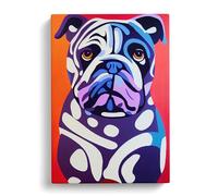 British Bulldog Abstract Vol.2 Canvas Print | Gallery Wrapped 30mm Frame Wall Art | 30x20 inches | Ready to Hang | Abstract Animal Picture | Living Room Bedroom Lounge Office