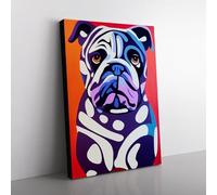 British Bulldog Abstract Vol.2 Canvas Wall Art Print Ready to Hang, Framed Picture for Living Room Bedroom Home Office Décor, 76x50 cm (30x20 Inch)