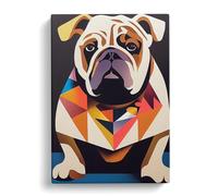 British Bulldog Abstract Vol.4 Canvas Print | Gallery Wrapped 30mm Frame Wall Art | 30x20 inches | Ready to Hang | Abstract Animal Picture | Living Room Bedroom Lounge Office