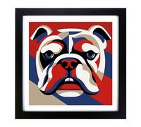British Bulldog Constructivism Framed Print | 18x18 Inch Black Framed Wall Art | Ready to Hang | Modern Flag Picture | Living Room Bedroom Lounge Office