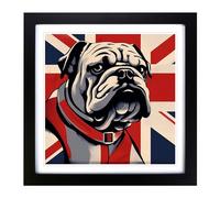 British Bulldog Constructivism No.1 Framed Print | 18x18 Inch Black Framed Wall Art | Ready to Hang | Modern Flag Picture | Living Room Bedroom Lounge Office