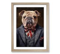 British Bulldog Contemporary Framed Wall Art Print A2 Oak