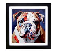 British Bulldog Cubism No.1 Framed Print | 18x18 Inch Black Framed Wall Art | Ready to Hang | Cubist Flag Picture | Living Room Bedroom Lounge Office