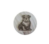 British Bulldog Dog Coaster - Wooden Engraved Design