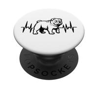British Bulldog Heartbeat - Vintage Bulldog Dog Lover PopSockets Adhesive PopGrip