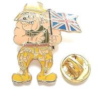 British Bulldog Holding The Union Jack Lapel Pin Badge *OFFICIAL*