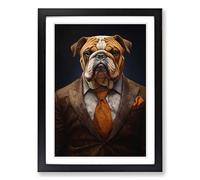 British Bulldog in a Suit Painting No.2 Framed Print | A2 Black Framed Wall Art | Ready to Hang | Modern Flag Picture | Living Room Bedroom Lounge Office