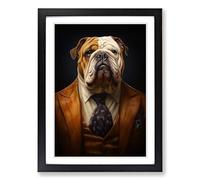 British Bulldog in a Suit Painting No.3 Framed Print | A2 Black Framed Wall Art | Ready to Hang | Modern Flag Picture | Living Room Bedroom Lounge Office