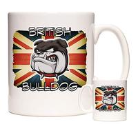 British Bulldog Mug. Union Jack Flag and Angry Bulldog Image on a Ceramic Gift Mug. 11oz Ceramic Mug.