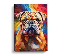 British Bulldog Orphism Art Canvas Print | Gallery Wrapped 30mm Frame Wall Art | 30x20 inches | Ready to Hang | Contemporary Animal Picture | Living Room Bedroom Lounge Office