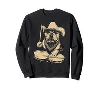 British Bulldog Playing Drums Cowboy Dog Western Drummer Sweatshirt