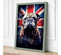 British Bulldog Pride Modern Canvas Wall Art Print 24x16 Inch (61 x 41 cm)