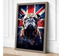 British Bulldog Pride Modern Canvas Wall Art Print 24x16 Inch (61 x 41 cm)