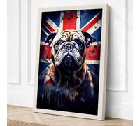 British Bulldog Pride Modern Canvas Wall Art Print 24x16 Inch (61 x 41 cm)