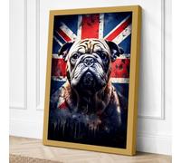 British Bulldog Pride Modern Canvas Wall Art Print 36x24 Inch (91 x 61 cm)