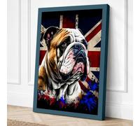 British Bulldog Pride Retro Canvas Wall Art Print 30x20 Inch