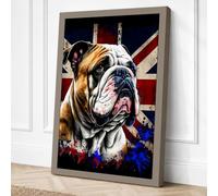 British Bulldog Pride Retro Canvas Wall Art Print 36x24 Inch