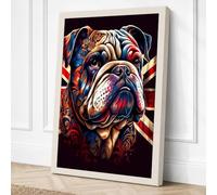 British Bulldog Pride Vintage Canvas Wall Art Print 24x16 Inch