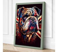 British Bulldog Pride Vintage Canvas Wall Art Print 36x24 Inch