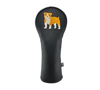 British Bulldog PU Leather Golf Club Covers Driver Headcovers Fairway Woods Hybrid Protector with Interchangeable Number Tag