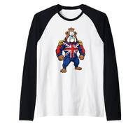 British Bulldog Union Jack Crown King Raglan Baseball Tee