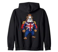 British Bulldog Union Jack Crown King Zip Hoodie