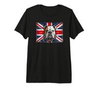 British Bulldog Union Jack Distressed Graphic Premium T-Shirt