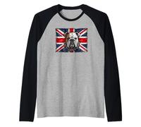 British Bulldog Union Jack Distressed Graphic Raglan Baseball Tee