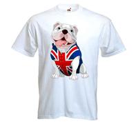 British Bulldog Union Jack Men's T-Shirt (3XL, White)