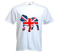 British Bulldog Union Jack Men's T-Shirt (Large) White
