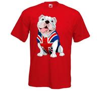 British Bulldog Union Jack Men's T-Shirt (Medium, Red)