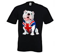 British Bulldog Union Jack Men's T-Shirt (XL, Black)