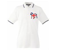 British Bulldog Union Jack Tipped Polo T-Shirt (XL, White)