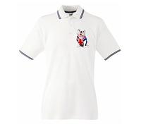 British Bulldog Union Jack Waistcoat Tipped Polo T-Shirt (XL, White)