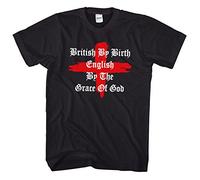 British by Birth English by The Grace of God T Shirt (Black, Ladies - Large)