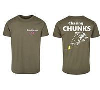 British Carpers 100% Organic Cotton Men’s T-Shirt - Olive Green, Print: Chasing Chunks (as8, Alpha, m, Regular, Regular)