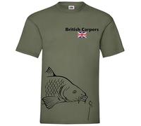 British Carpers Cotton Men’s T-Shirt, 100% Organic Cotton - Olive Green Print: I Love it (as8, Alpha, l, Regular, Regular)