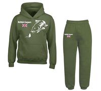British Carpers Hoodie and Jogging Bottoms Combination Set, Olive Green, Vinyl-Print, (as8, alpha, m, regular, regular)
