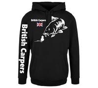 British Carpers Men’s Fishing Hoodie, Carp Fishing Clothing, Black, Vinyl-Print Design (as8, alpha, 3x_l, regular, regular)