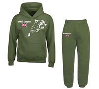 British Carpers Olive Green Hoody & Bottoms Set, Comfortable and Stylish, Perfect for Anglers (as8, alpha, s, regular, regular)