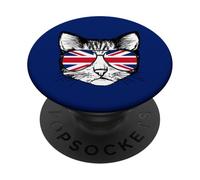 British Cat with UK Sunglasses PopSockets Adhesive PopGrip