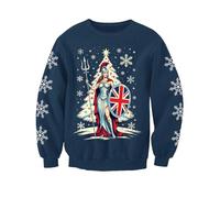 British Christmas Britannia Flag Adults Christmas Jumper Sweatshirt (UK, Alpha, XL, Regular, Regular) Blue