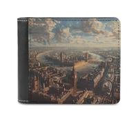 British City London Landscape Bifold Wallet PU Leather Slim Purse Pocket Wallet with Card Holder for Office Travel