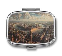 British City London Landscape Travel Pill Organizer 2 Compartments Pill Case Pill Box Containers for Purse Pocket